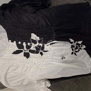 Chic Black and White Floral Blouse